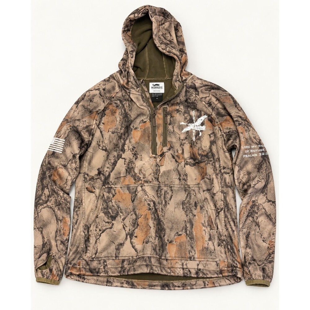 Natural Gear Camo Hoodie Men's M 1/4 Zip Straight Meat Duck Graphic Pullover